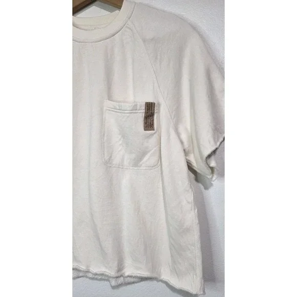 New Lunya Silksweats Reversible Pocket Sweatshirt Top Bone S/S Lounge Grunge - Picture 5 of 10